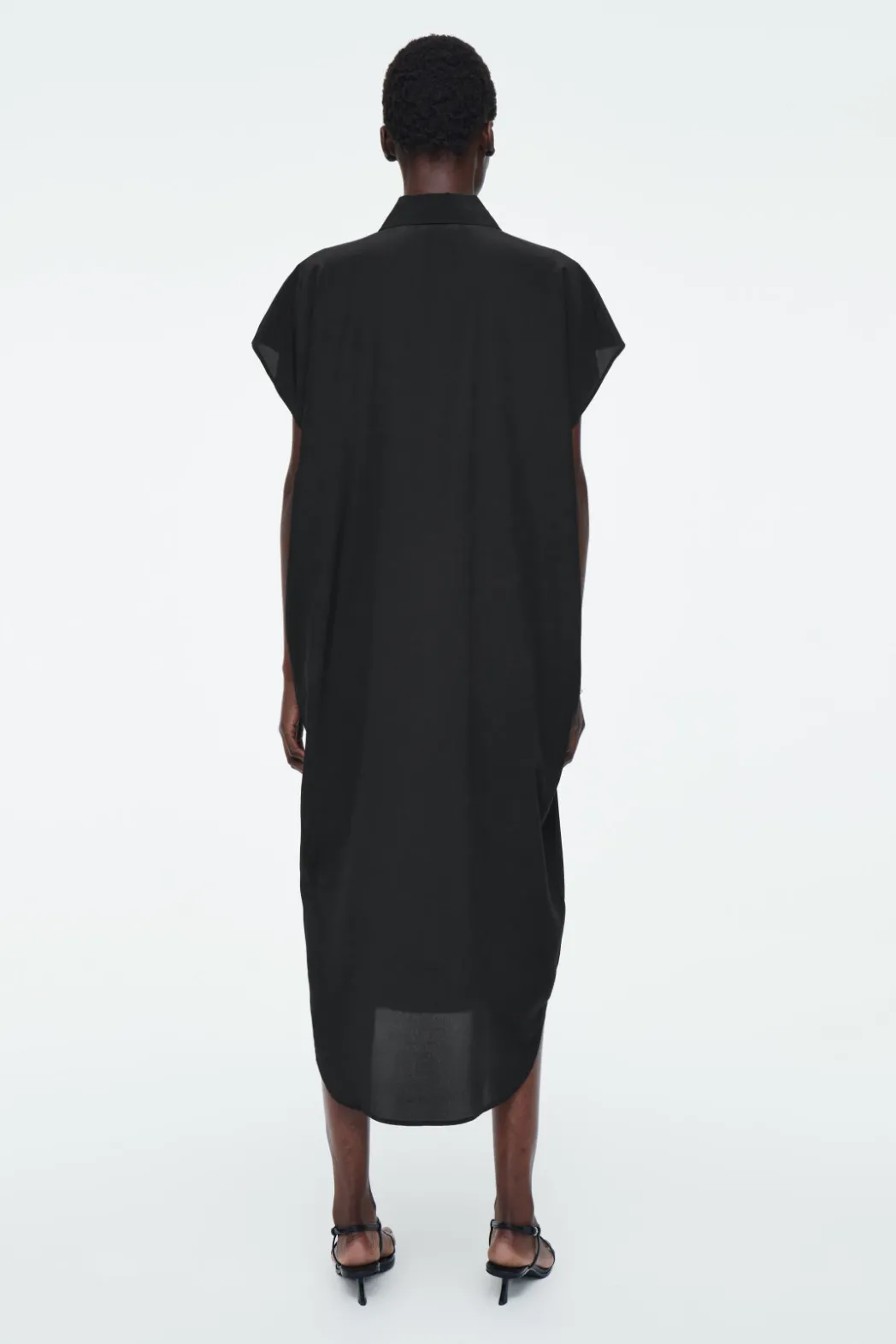 Best COS OVERSIZED SILK MIDI SHIRT DRESS BLACK