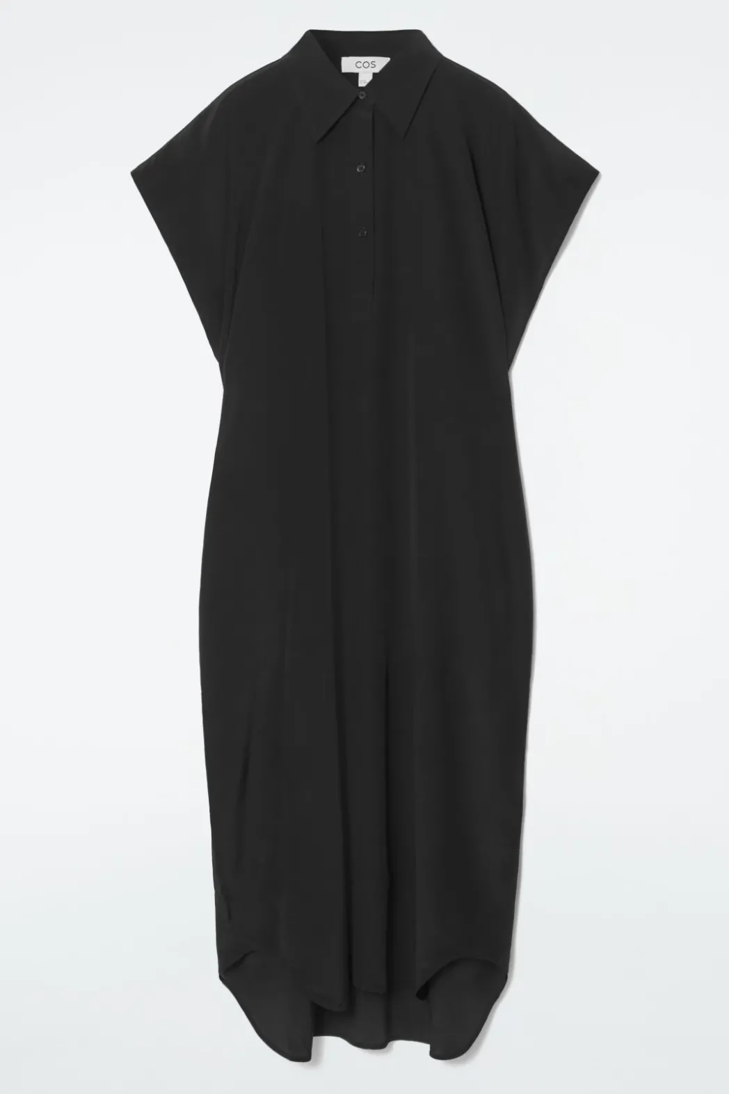 Best COS OVERSIZED SILK MIDI SHIRT DRESS BLACK