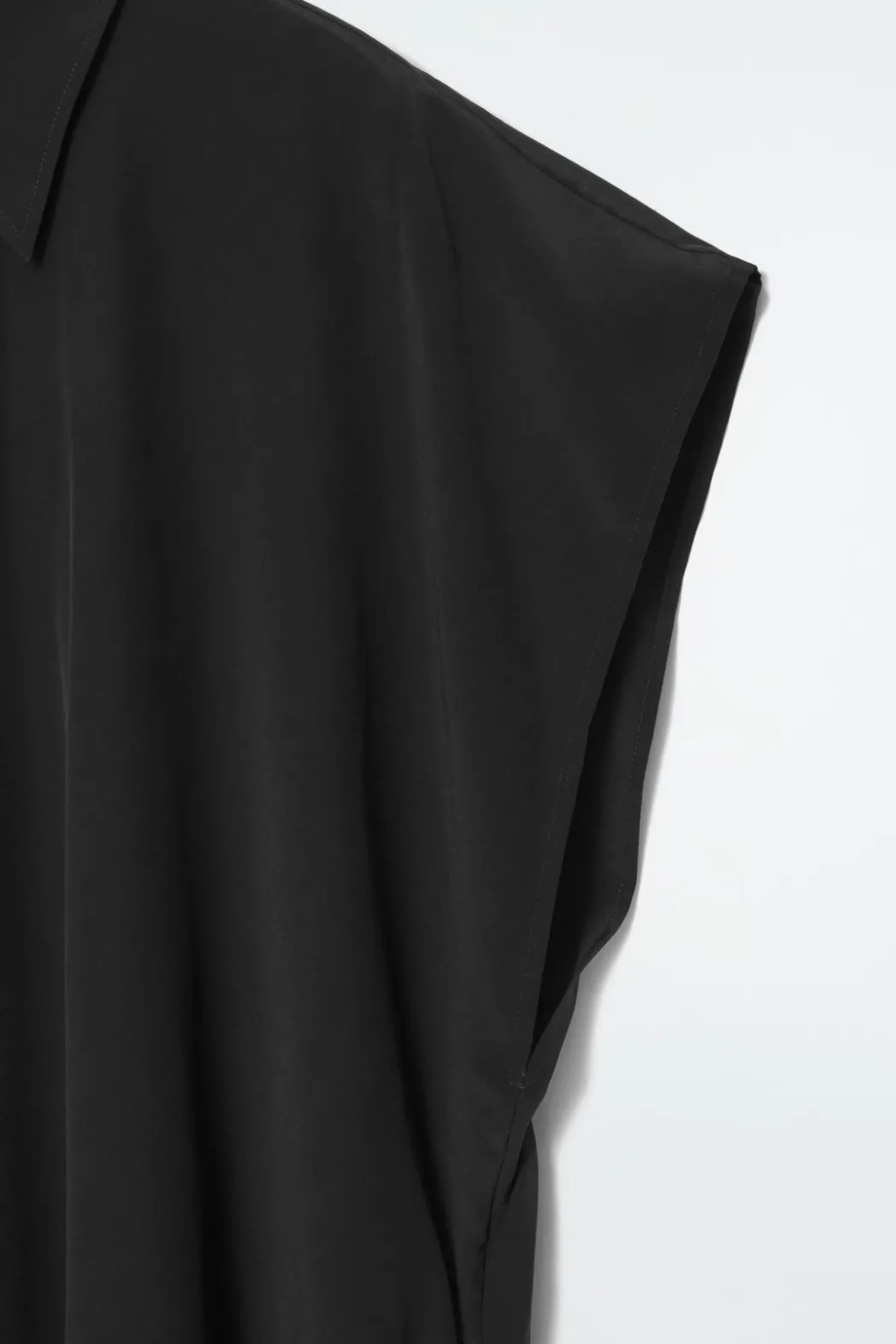 Best COS OVERSIZED SILK MIDI SHIRT DRESS BLACK