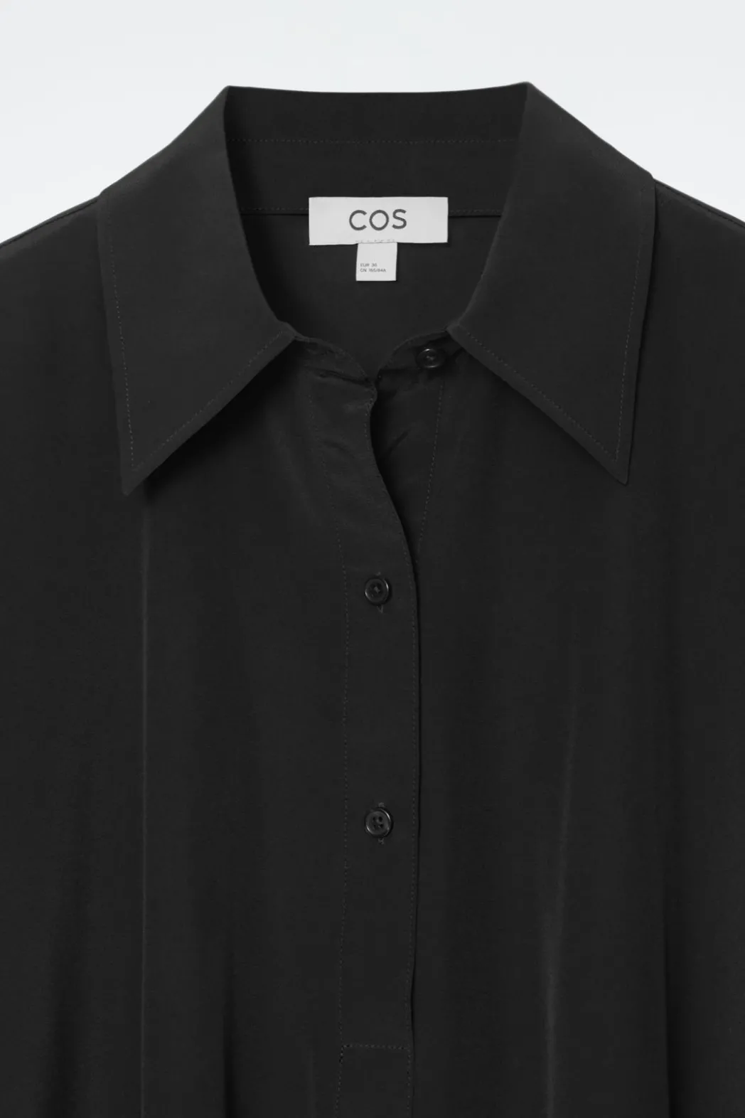 Best COS OVERSIZED SILK MIDI SHIRT DRESS BLACK