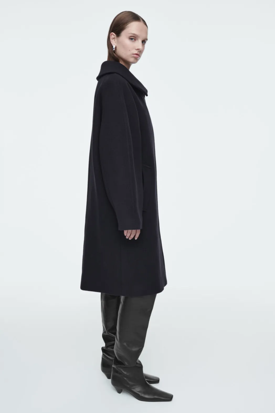 Sale COS OVERSIZED SINGLE-BREASTED WOOL COAT NAVY