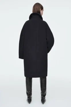 Sale COS OVERSIZED SINGLE-BREASTED WOOL COAT NAVY