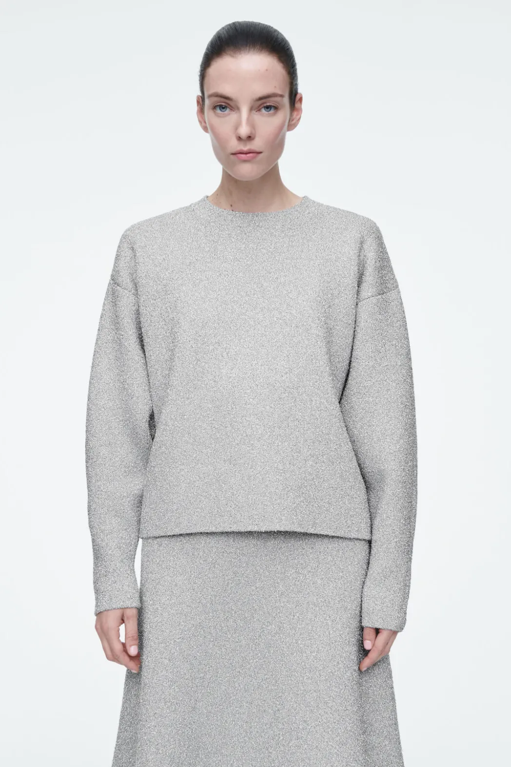 Hot COS OVERSIZED SPARKLY MERINO WOOL SWEATER SILVER