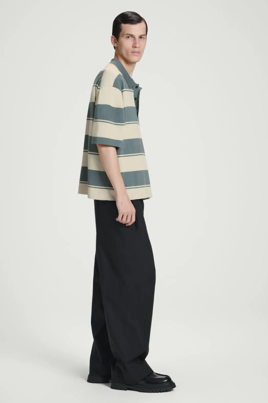 Clearance COS OVERSIZED STRIPED POLO SHIRT TURQUOISE / STRIPED