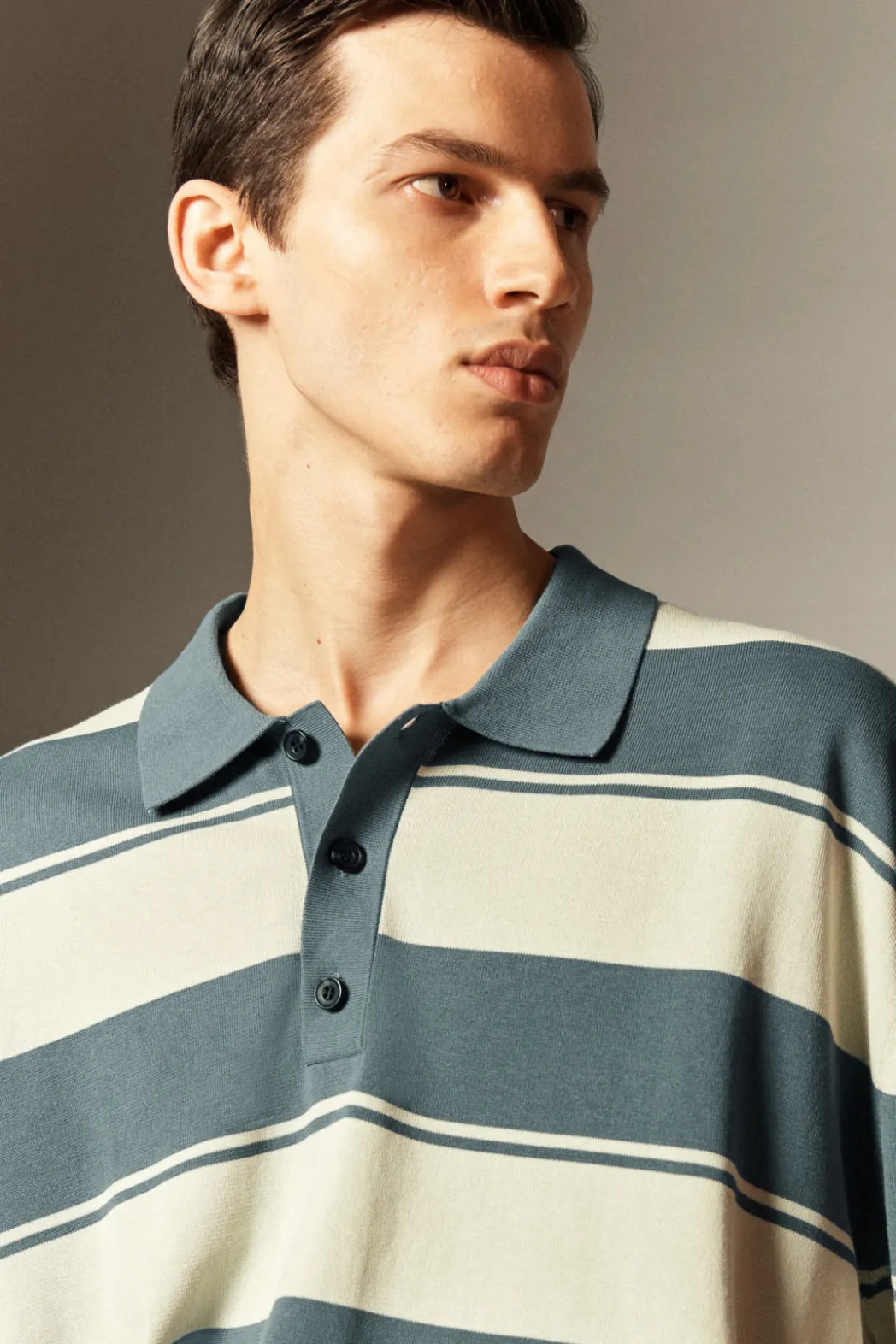 Clearance COS OVERSIZED STRIPED POLO SHIRT TURQUOISE / STRIPED