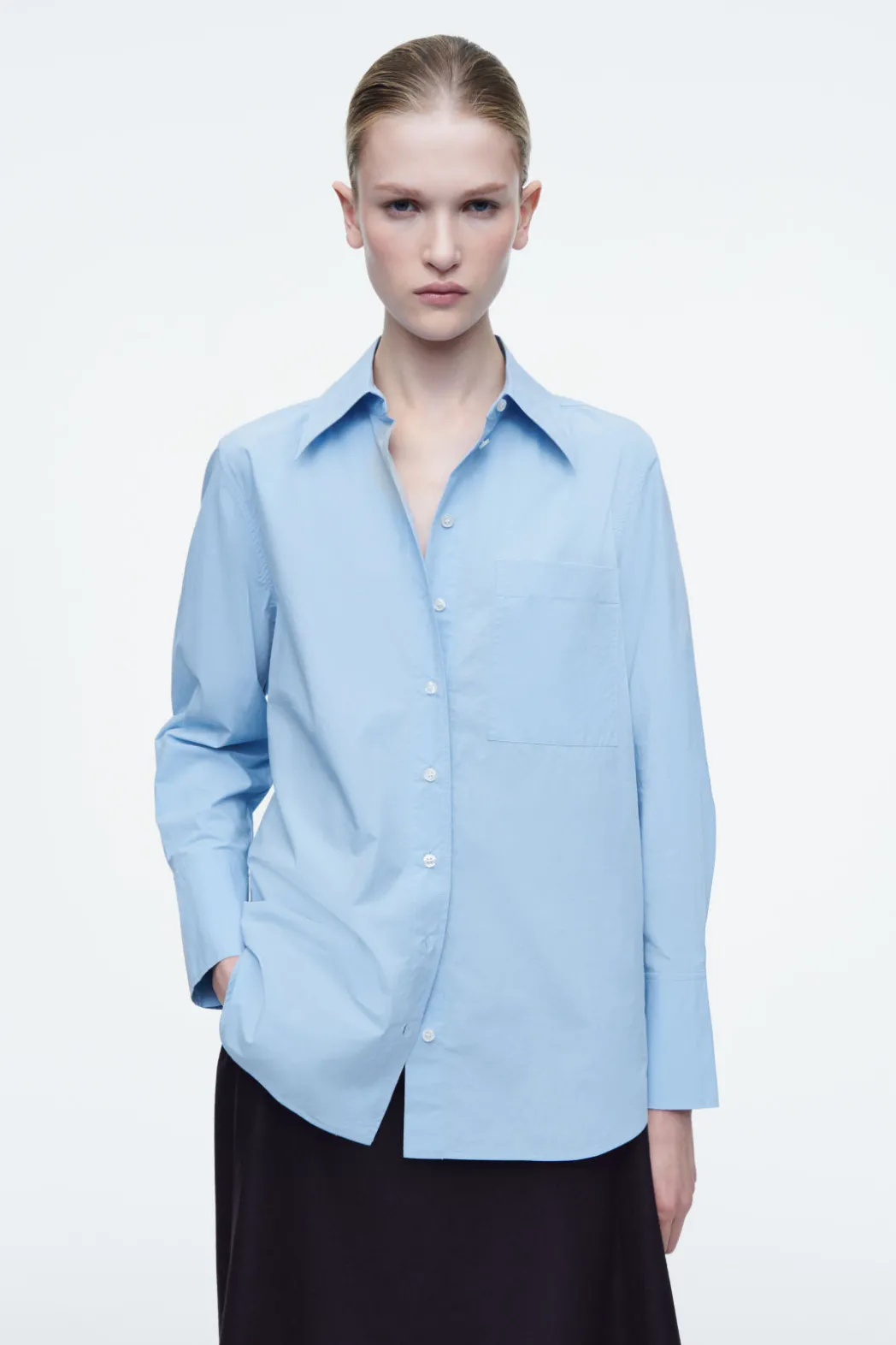 Outlet COS OVERSIZED TAILORED SHIRT LIGHT BLUE