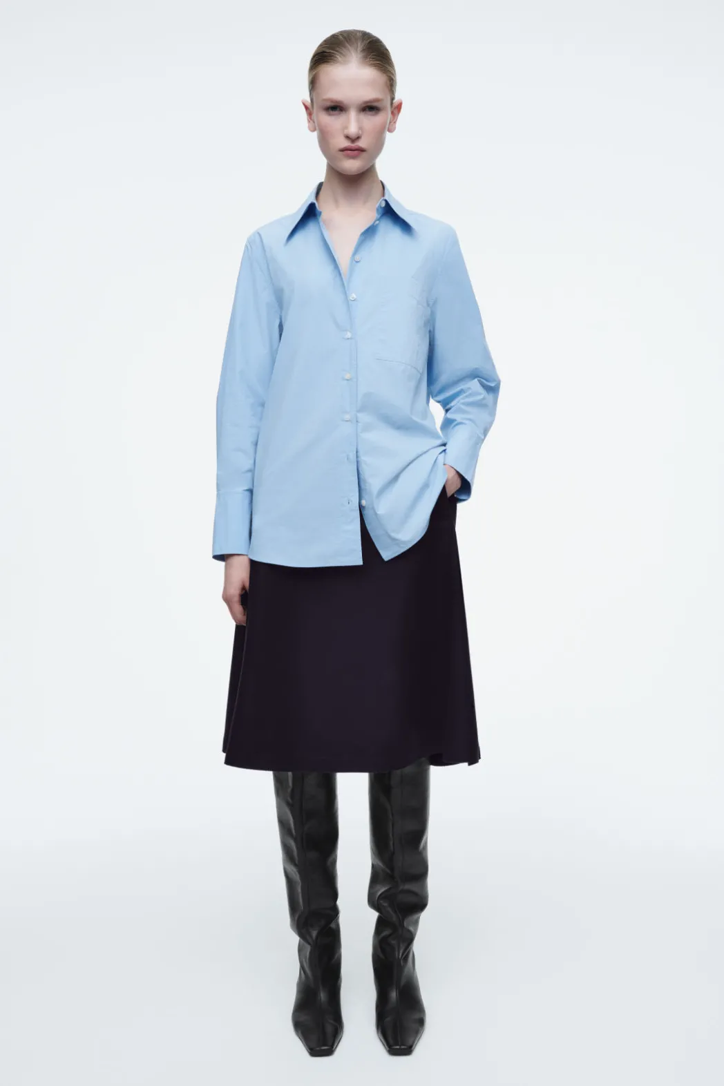 Outlet COS OVERSIZED TAILORED SHIRT LIGHT BLUE