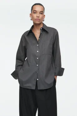 Hot COS OVERSIZED TAILORED SHIRT BLACK / PINSTRIPED