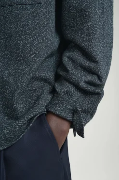 Discount COS OVERSIZED TEXTURED COTTON OVERSHIRT NAVY / WHITE