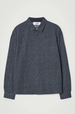 Discount COS OVERSIZED TEXTURED COTTON OVERSHIRT NAVY / WHITE