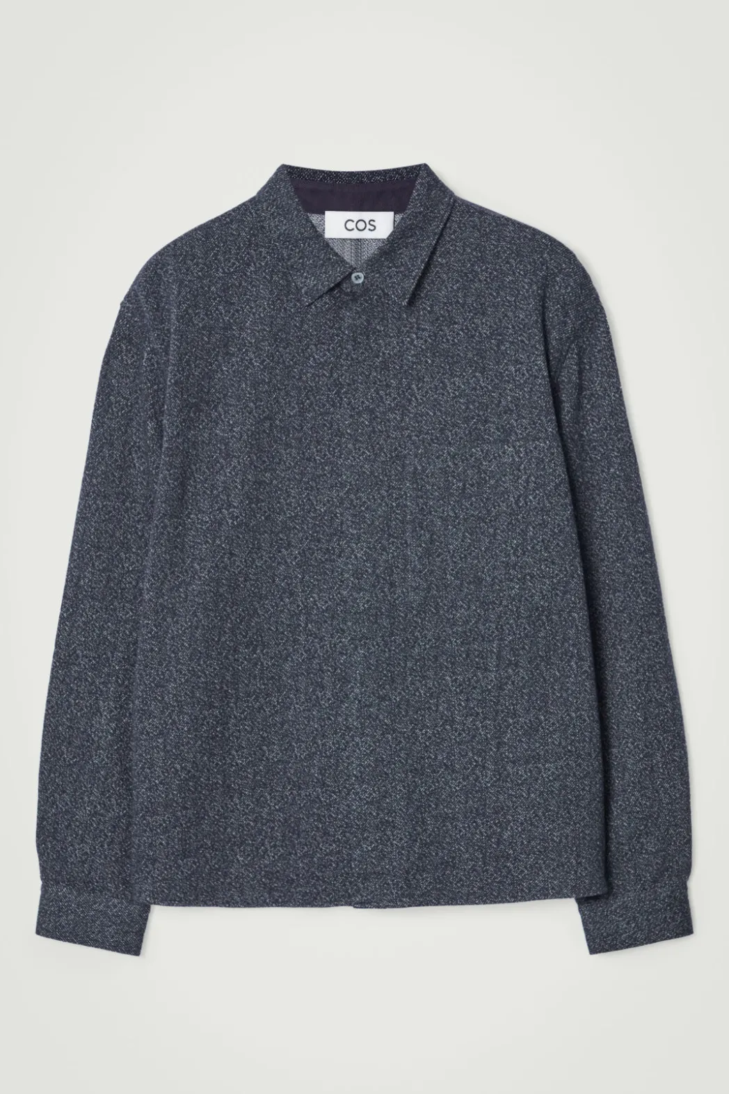 Discount COS OVERSIZED TEXTURED COTTON OVERSHIRT NAVY / WHITE