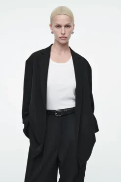 Best COS OVERSIZED TIE-FRONT BLAZER BLACK