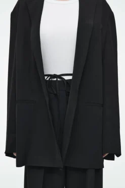 Best COS OVERSIZED TIE-FRONT BLAZER BLACK