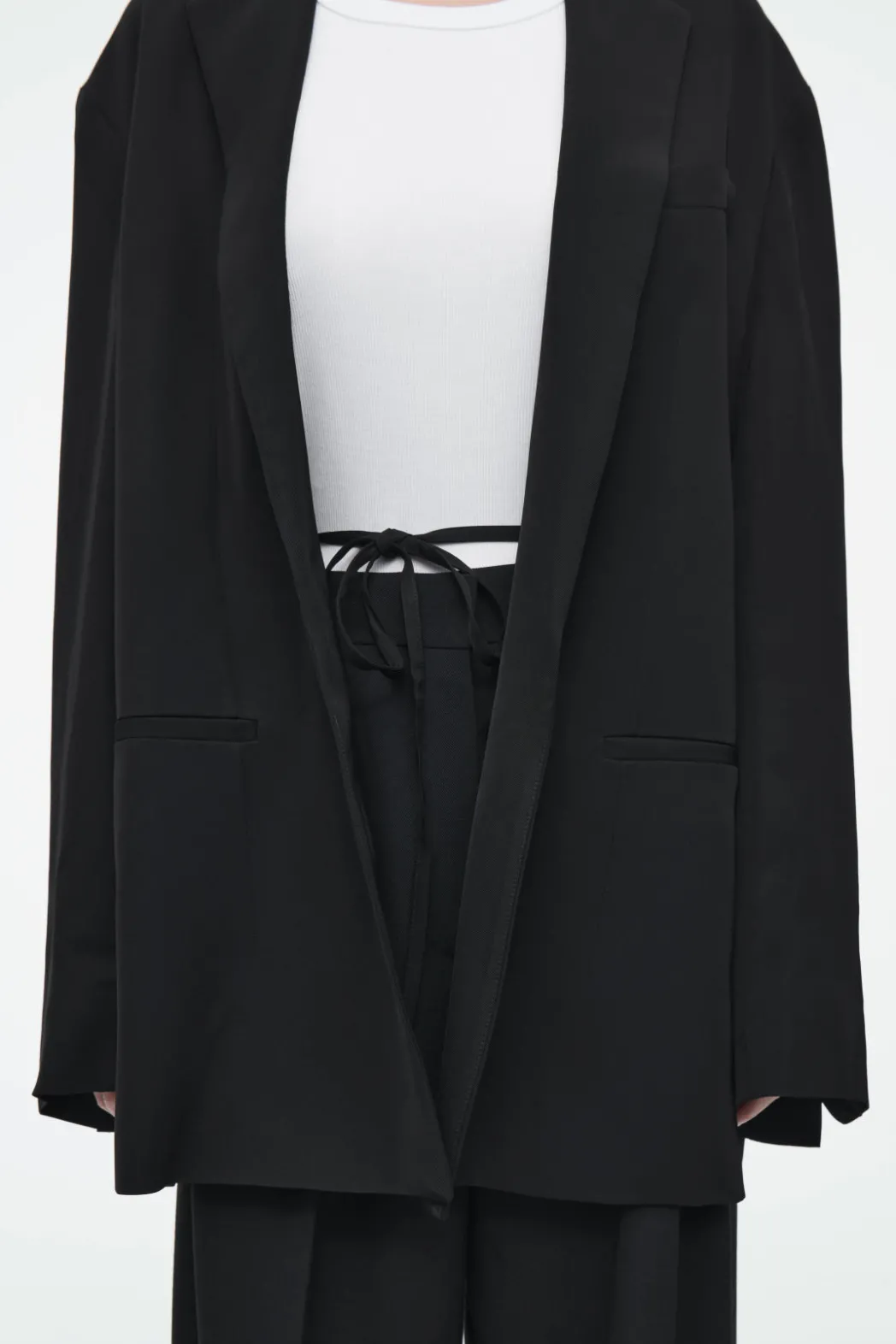 Best COS OVERSIZED TIE-FRONT BLAZER BLACK