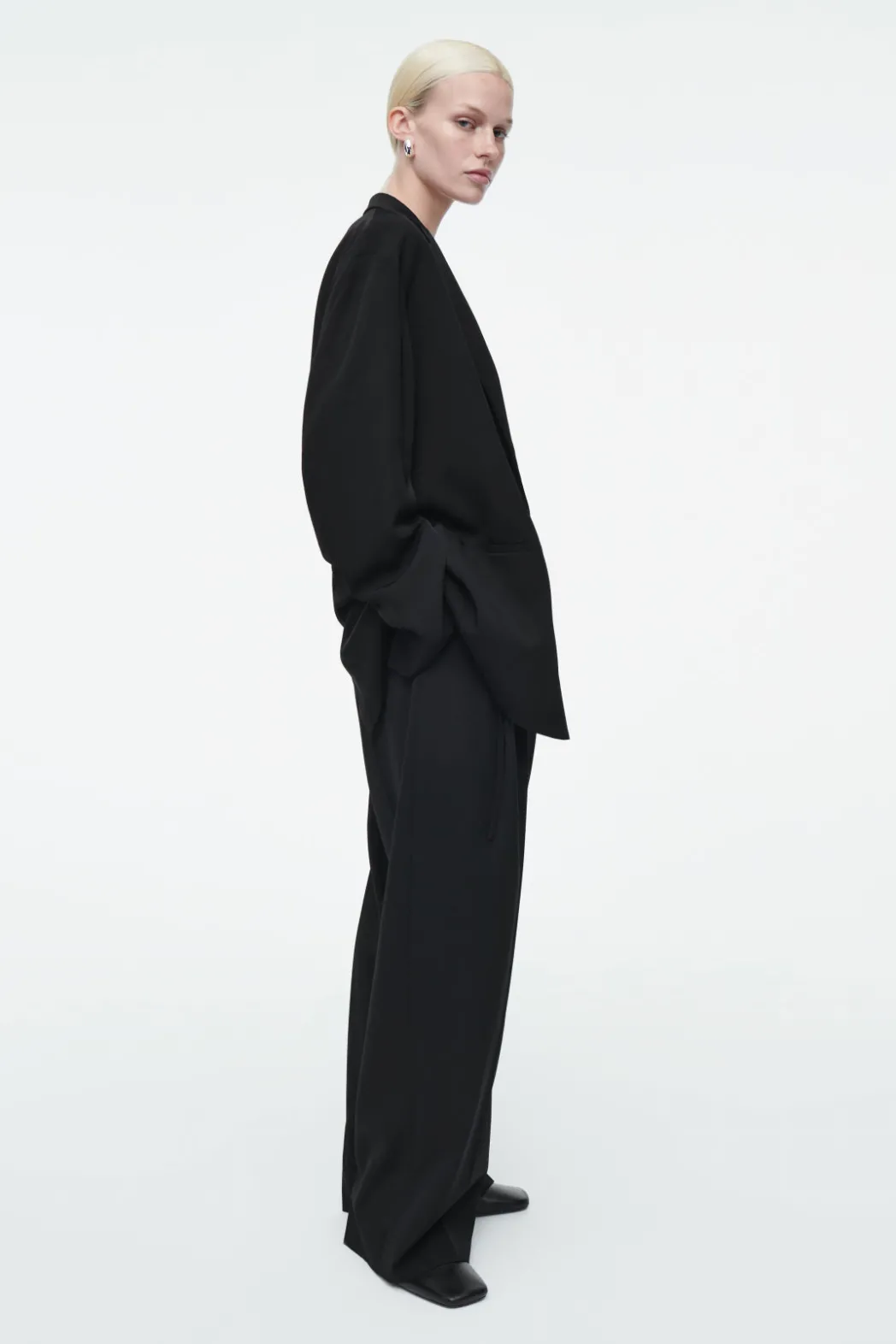 Best COS OVERSIZED TIE-FRONT BLAZER BLACK