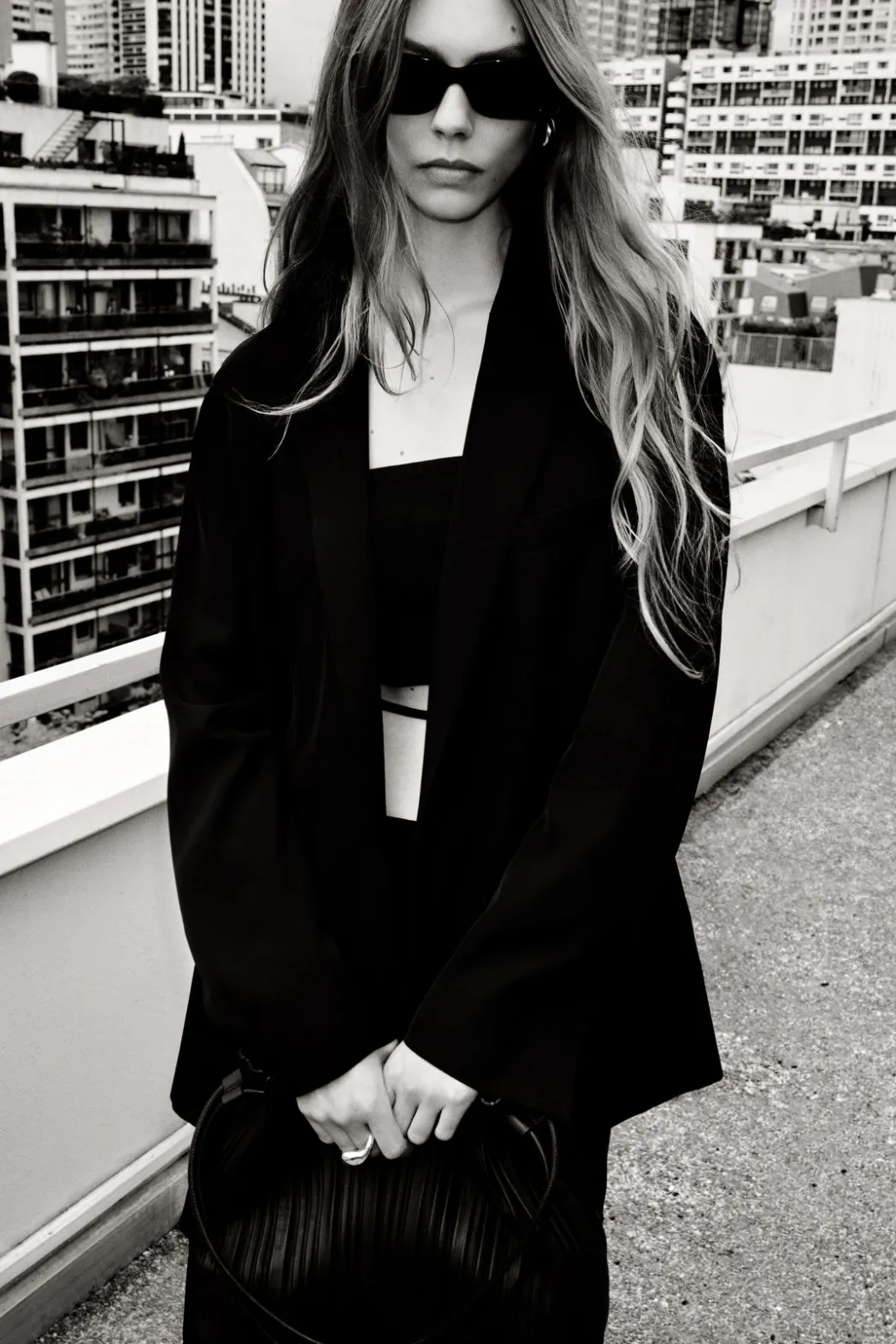 Best COS OVERSIZED TIE-FRONT BLAZER BLACK