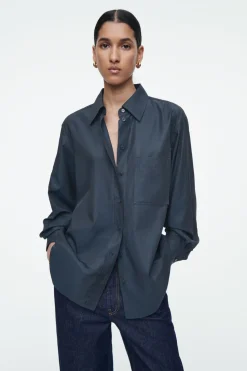 COS OVERSIZED TWILL SHIRT NAVY