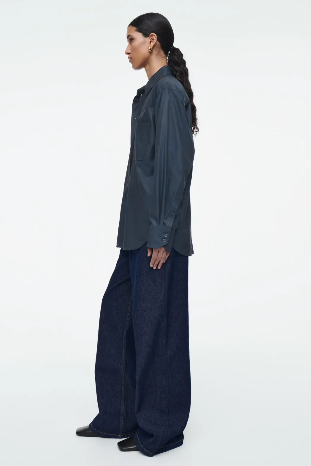 COS OVERSIZED TWILL SHIRT NAVY