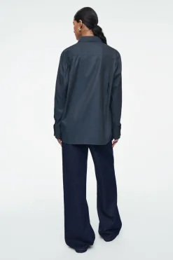 COS OVERSIZED TWILL SHIRT NAVY