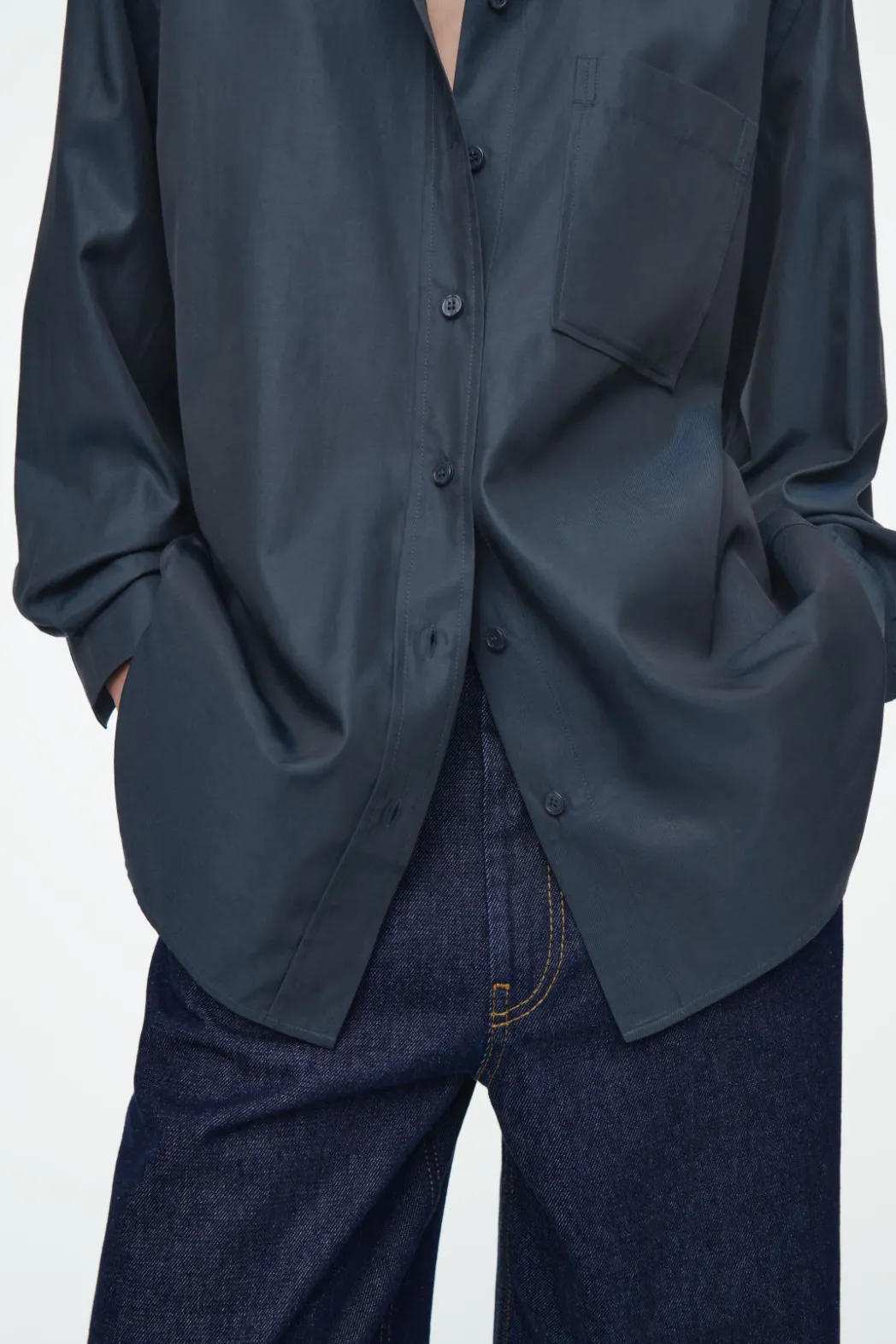 COS OVERSIZED TWILL SHIRT NAVY