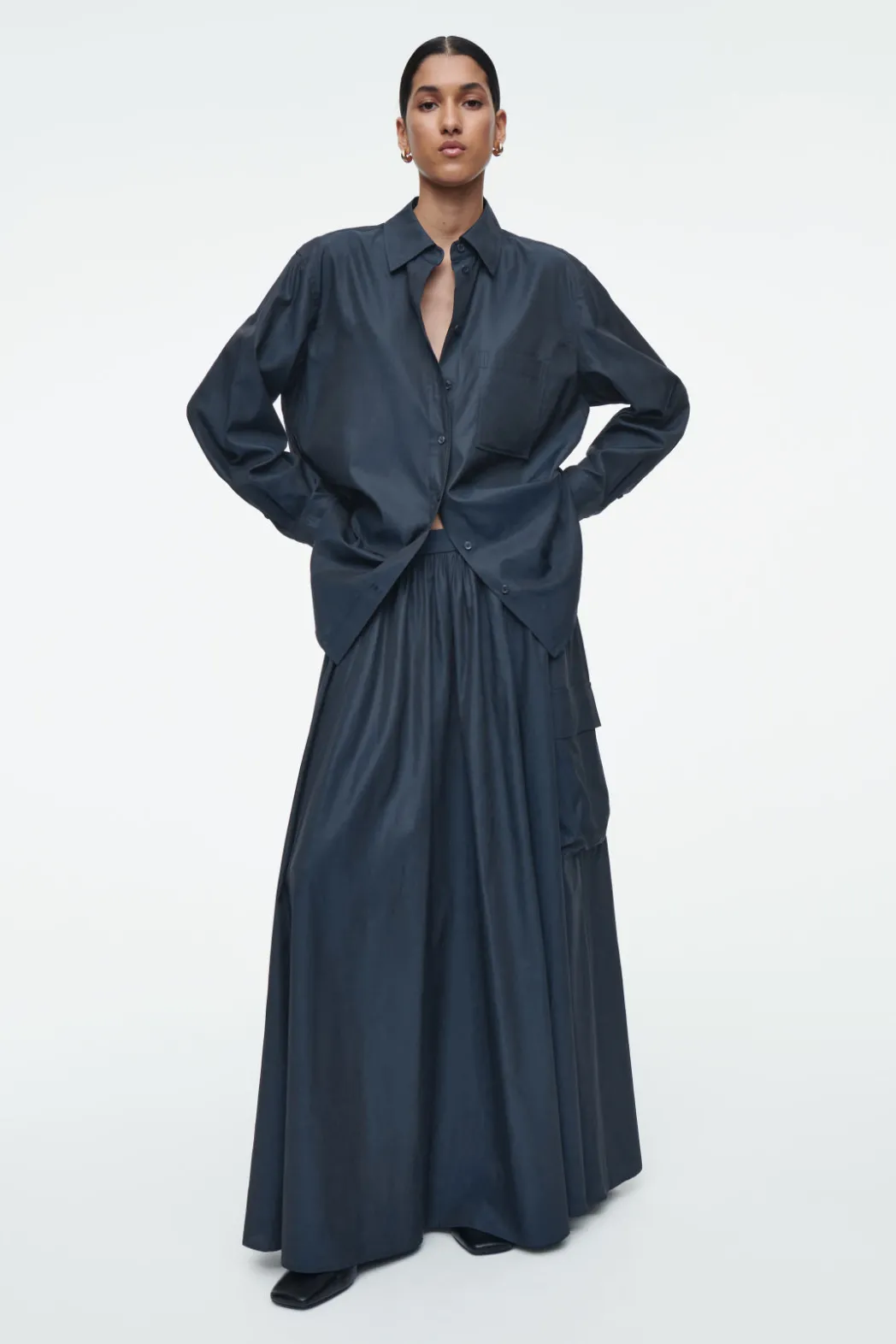 COS OVERSIZED TWILL SHIRT NAVY