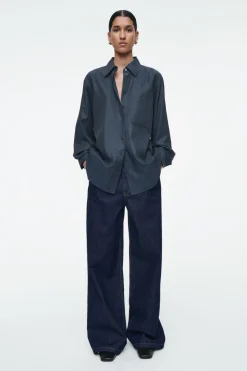 COS OVERSIZED TWILL SHIRT NAVY