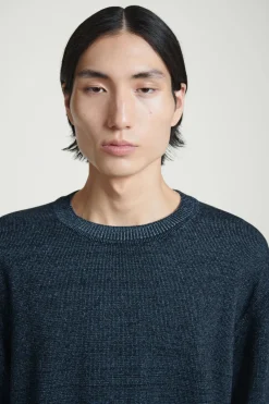 Best COS OVERSIZED TWO-TONE KNITTED COTTON T-SHIRT BLUE