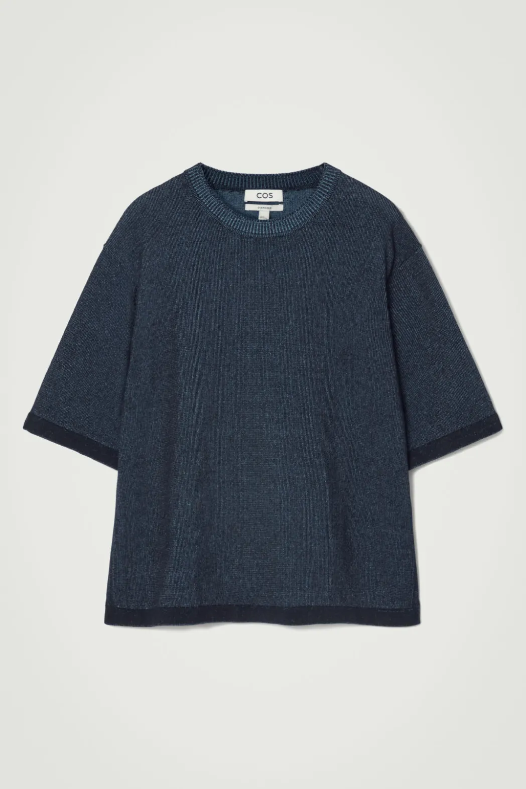 Best COS OVERSIZED TWO-TONE KNITTED COTTON T-SHIRT BLUE