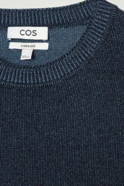 Best COS OVERSIZED TWO-TONE KNITTED COTTON T-SHIRT BLUE