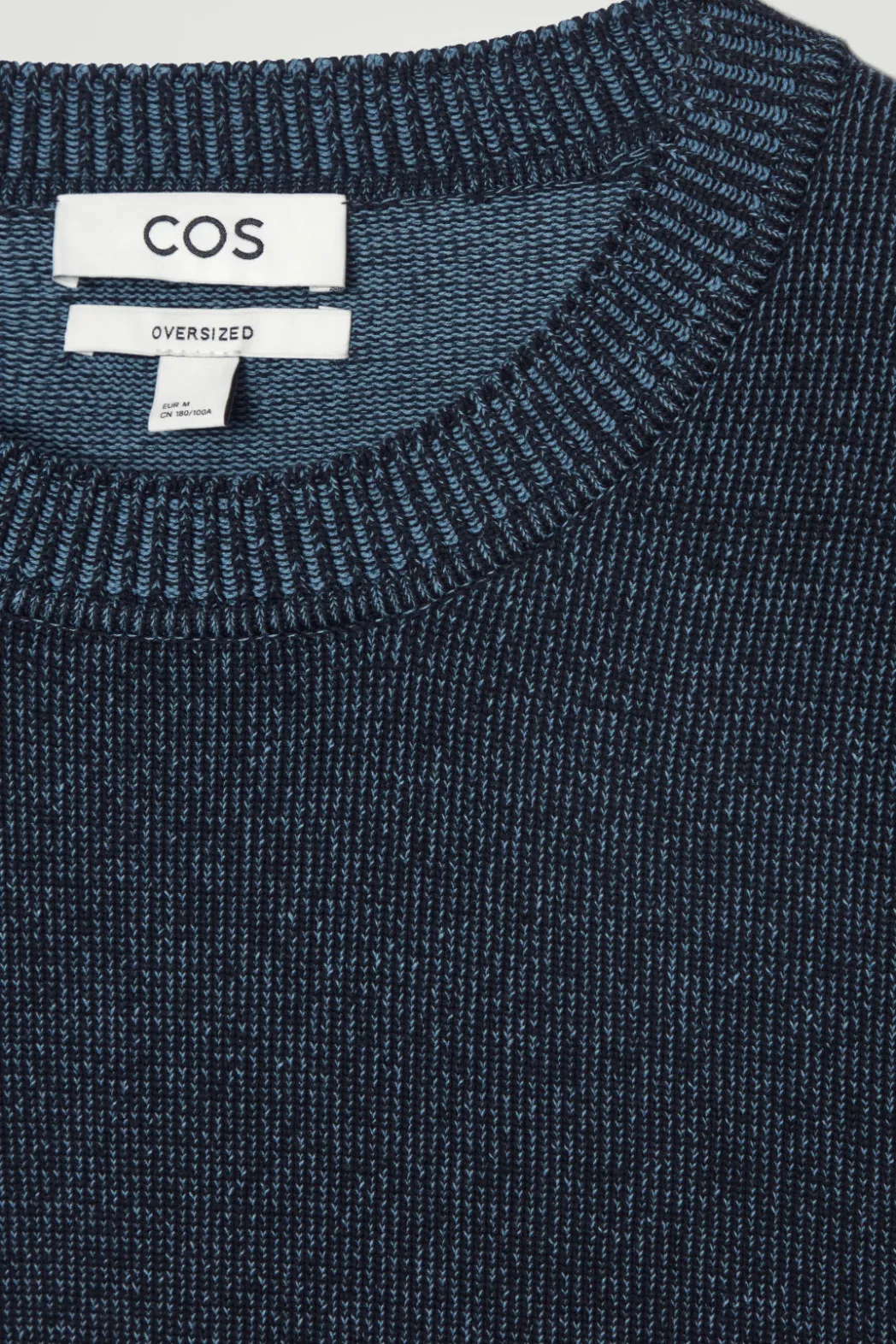 Best COS OVERSIZED TWO-TONE KNITTED COTTON T-SHIRT BLUE
