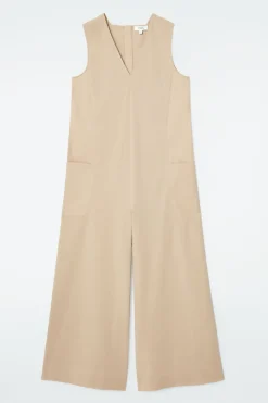 Online COS OVERSIZED V-NECK JUMPSUIT BEIGE