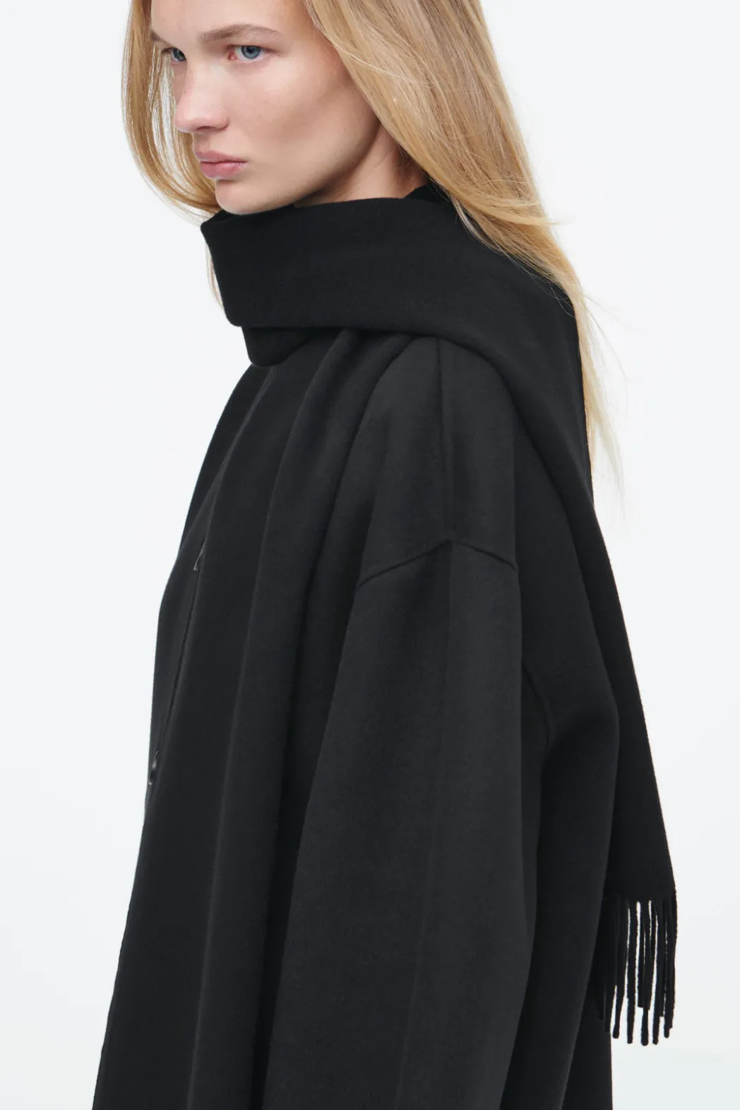 COS OVERSIZED WOOL-BLEND SCARF JACKET BLACK