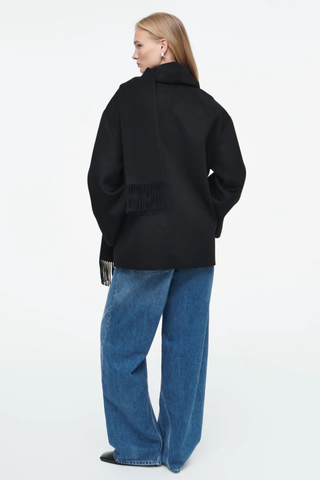 COS OVERSIZED WOOL-BLEND SCARF JACKET BLACK