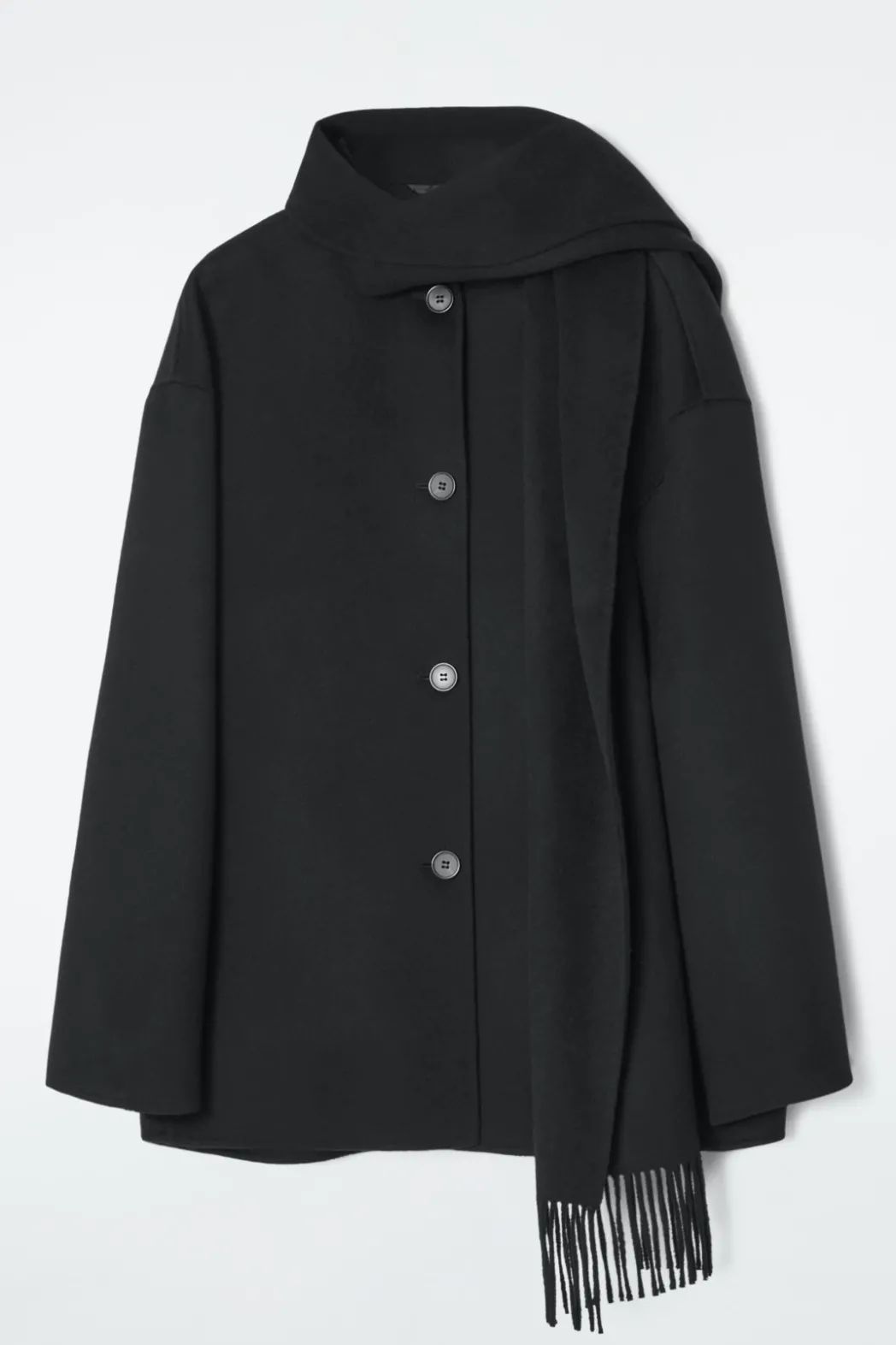 COS OVERSIZED WOOL-BLEND SCARF JACKET BLACK