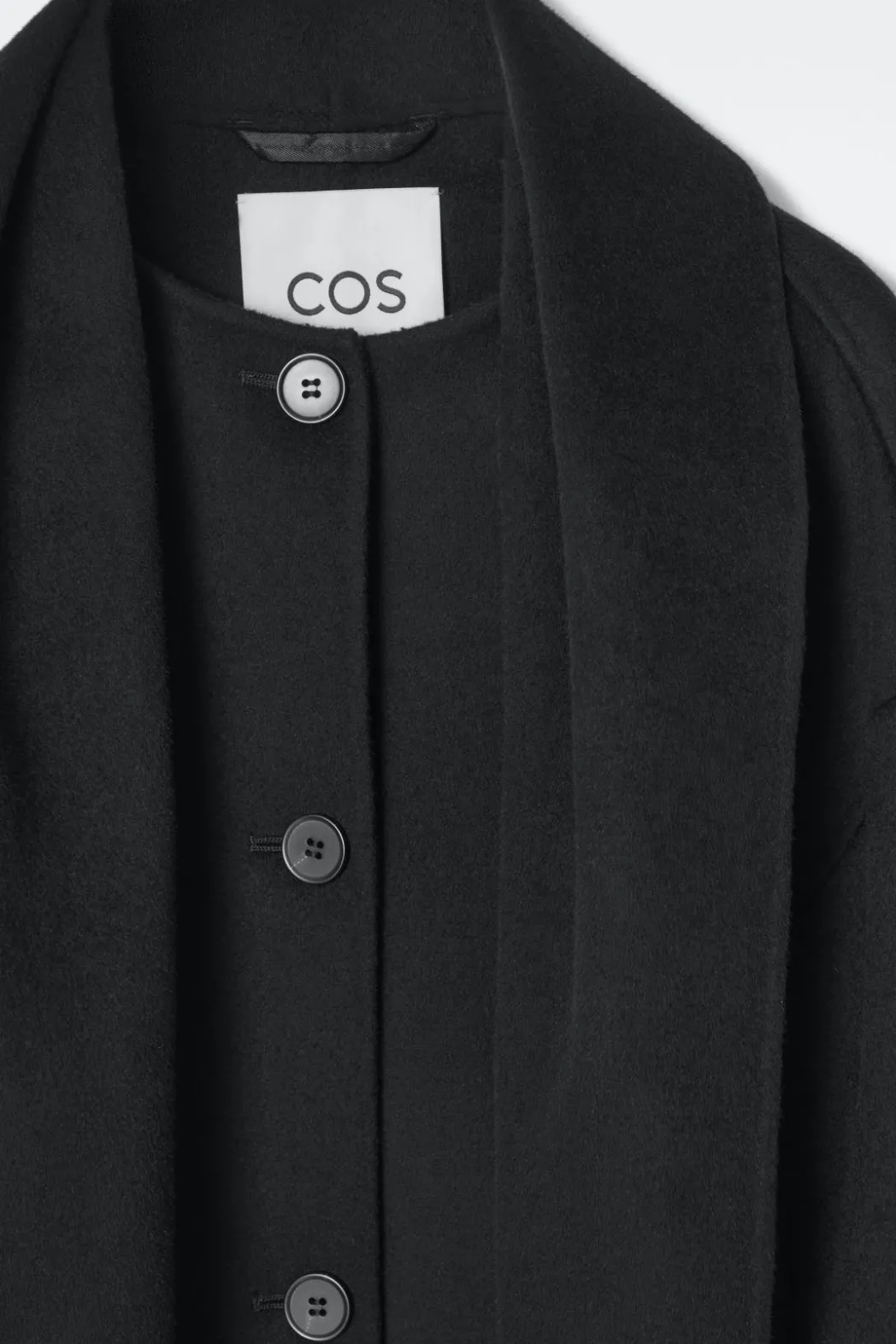 COS OVERSIZED WOOL-BLEND SCARF JACKET BLACK