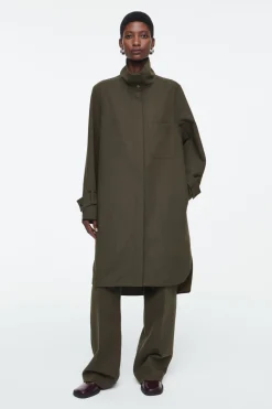 Sale COS OVERSIZED WOOL-BLEND SHIRT DRESS KHAKI MÉLANGE