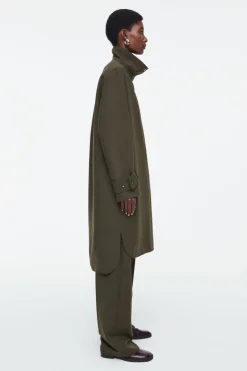 Sale COS OVERSIZED WOOL-BLEND SHIRT DRESS KHAKI MÉLANGE