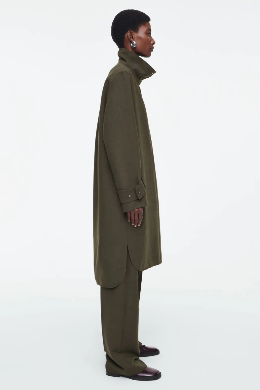 Sale COS OVERSIZED WOOL-BLEND SHIRT DRESS KHAKI MÉLANGE