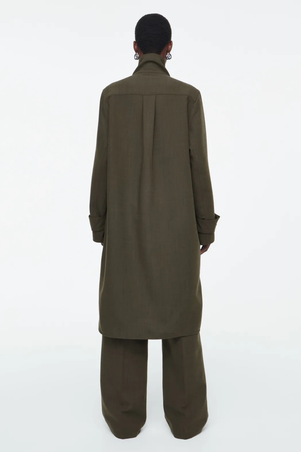 Sale COS OVERSIZED WOOL-BLEND SHIRT DRESS KHAKI MÉLANGE