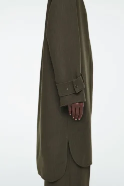 Sale COS OVERSIZED WOOL-BLEND SHIRT DRESS KHAKI MÉLANGE