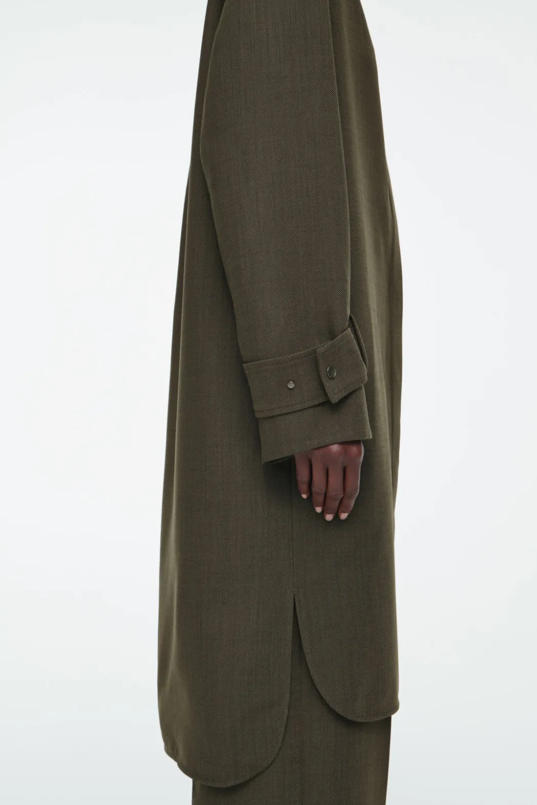 Sale COS OVERSIZED WOOL-BLEND SHIRT DRESS KHAKI MÉLANGE