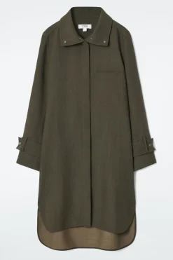 Sale COS OVERSIZED WOOL-BLEND SHIRT DRESS KHAKI MÉLANGE