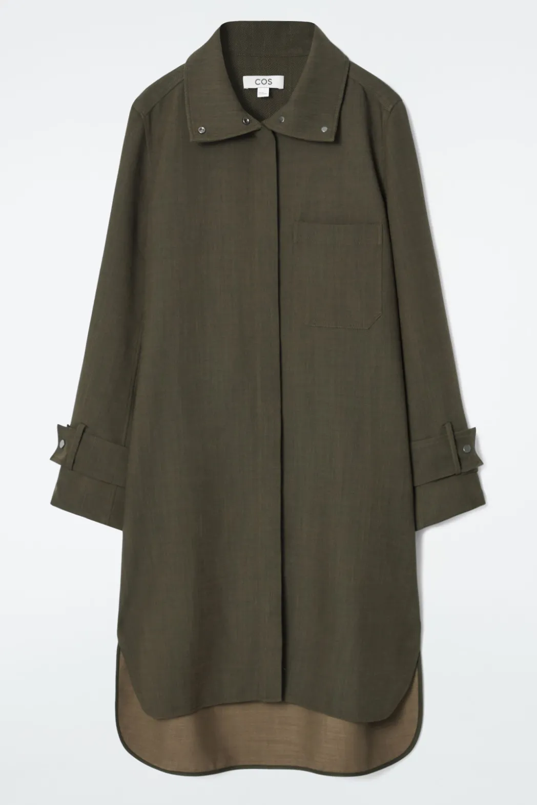 Sale COS OVERSIZED WOOL-BLEND SHIRT DRESS KHAKI MÉLANGE