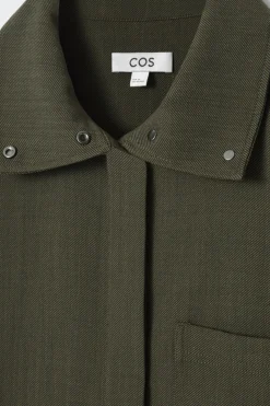 Sale COS OVERSIZED WOOL-BLEND SHIRT DRESS KHAKI MÉLANGE