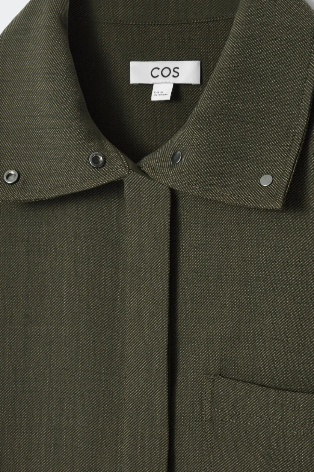 Sale COS OVERSIZED WOOL-BLEND SHIRT DRESS KHAKI MÉLANGE
