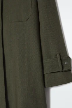 Sale COS OVERSIZED WOOL-BLEND SHIRT DRESS KHAKI MÉLANGE