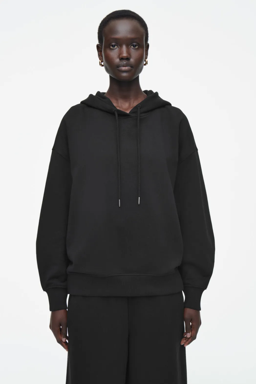 Hot COS OVRESIZED JERSEY HOODIE BLACK