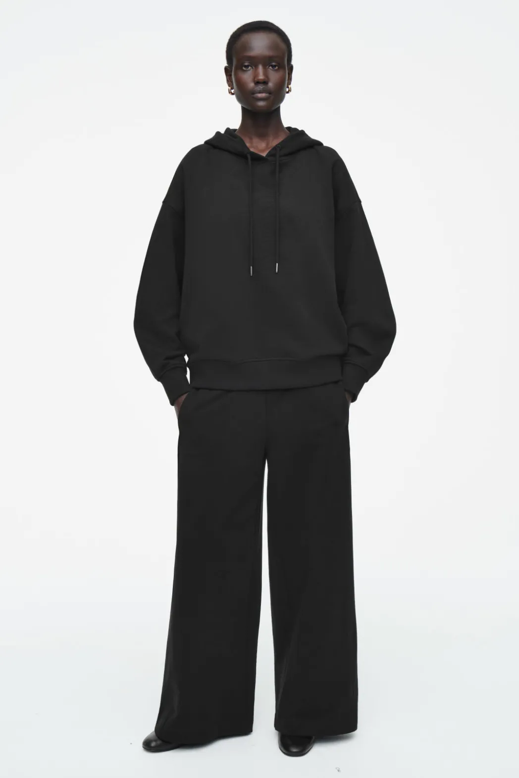 Hot COS OVRESIZED JERSEY HOODIE BLACK