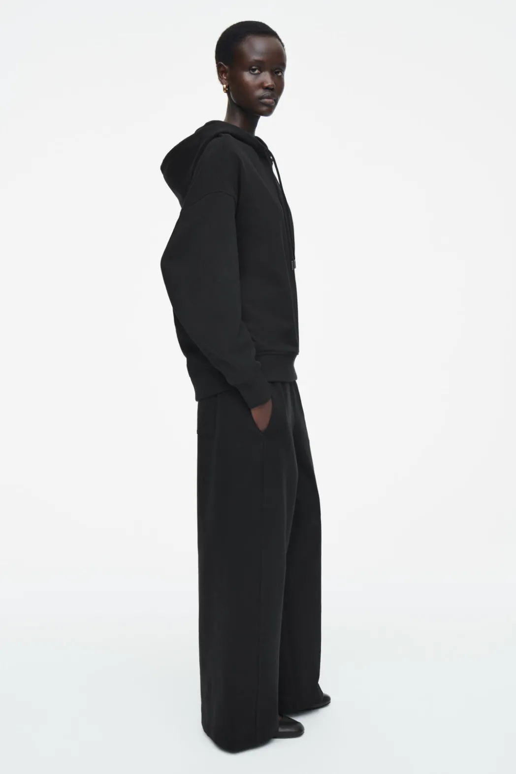 Hot COS OVRESIZED JERSEY HOODIE BLACK