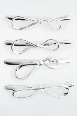 Clearance COS 4-PACK BOW HAIR SLIDES SILVER